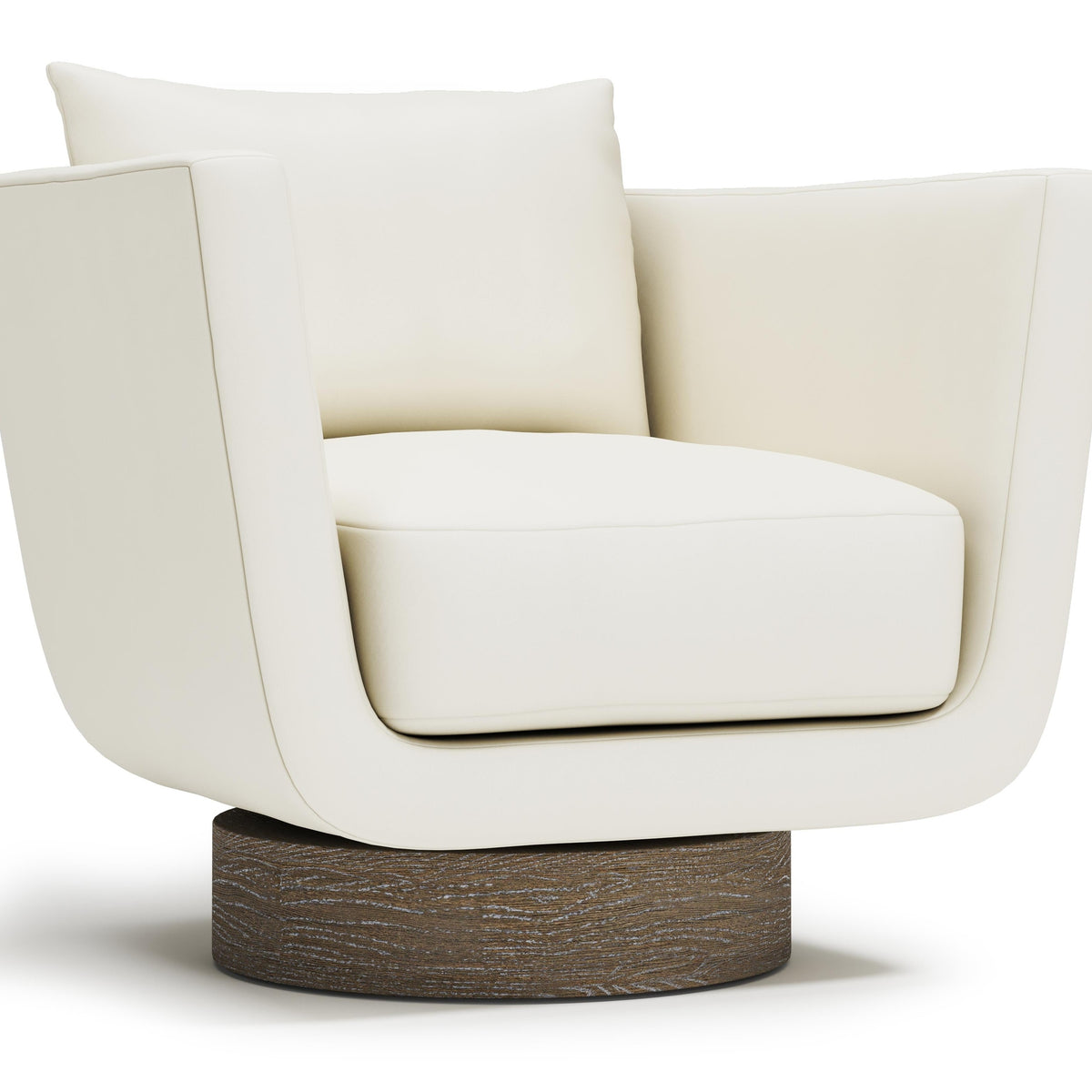 Bernhardt Gemma Portobello/White/Cream Leather Swivel Chair | Ornate Home