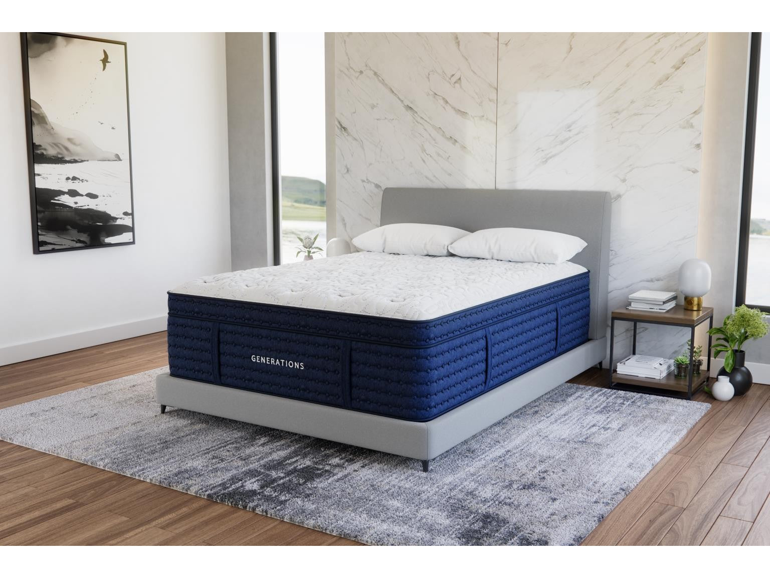 Generations Legacy 2.0 Luxe Blue/White 17" Medium King Mattress - Ornate Home