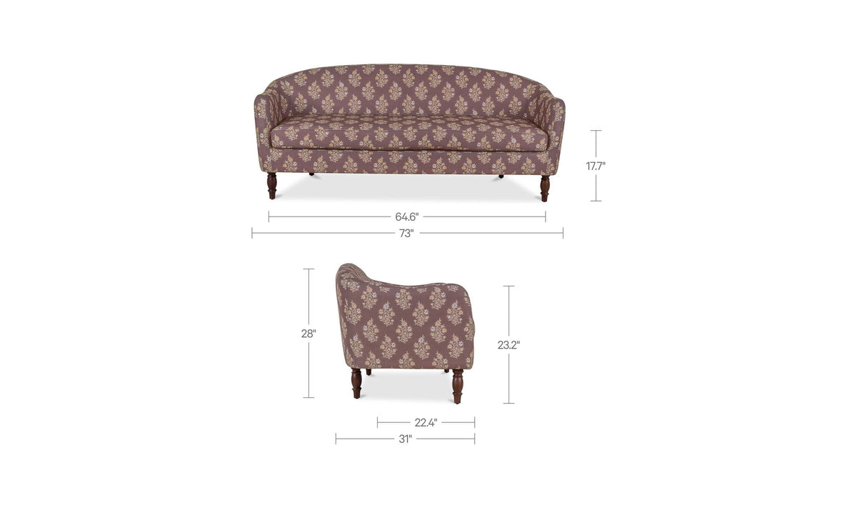 Geneva Dark Mauve Apartment Sofa - Ornate Home
