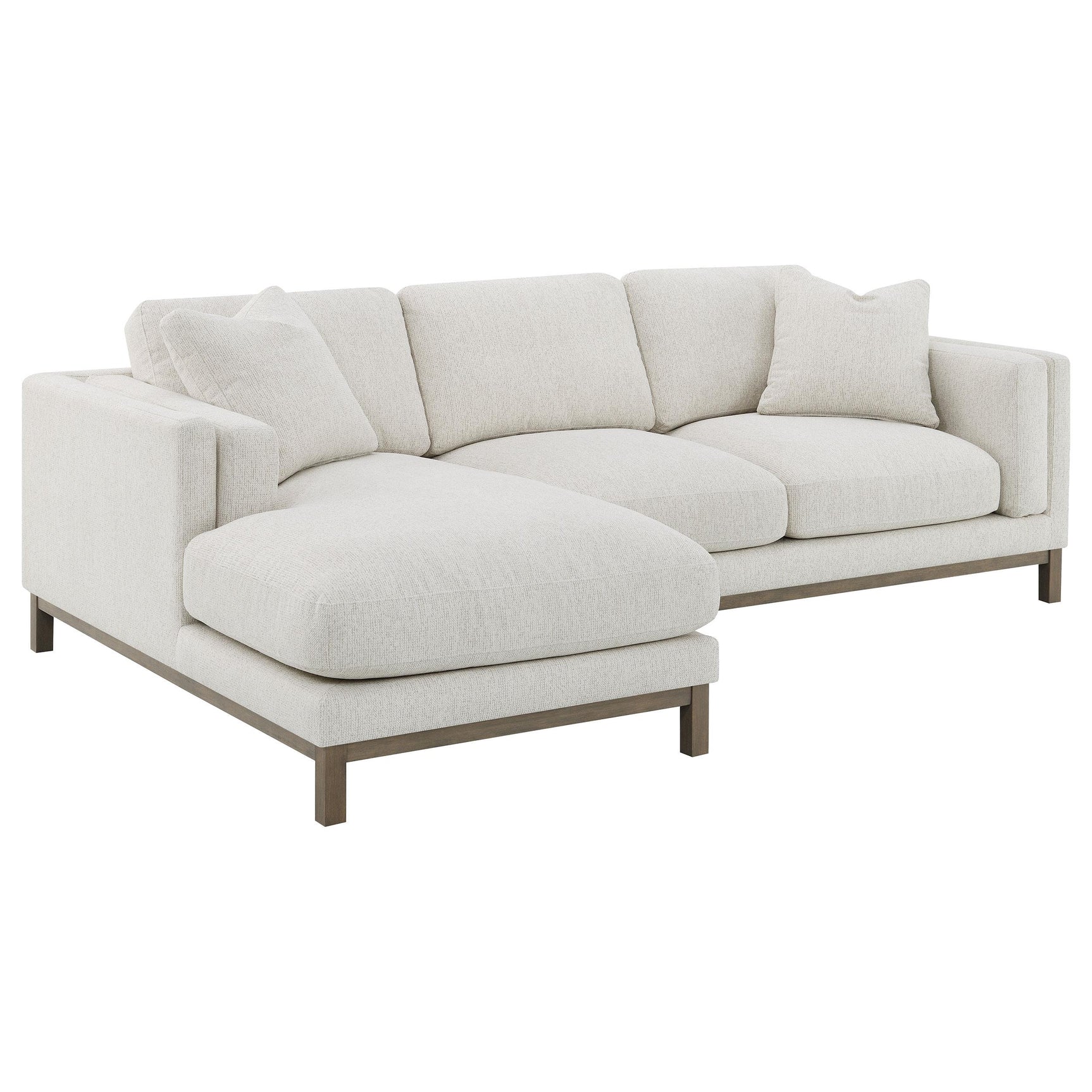Geneva Sand Boucle Upholstered Sectional Chaise Sofa - Ornate Home