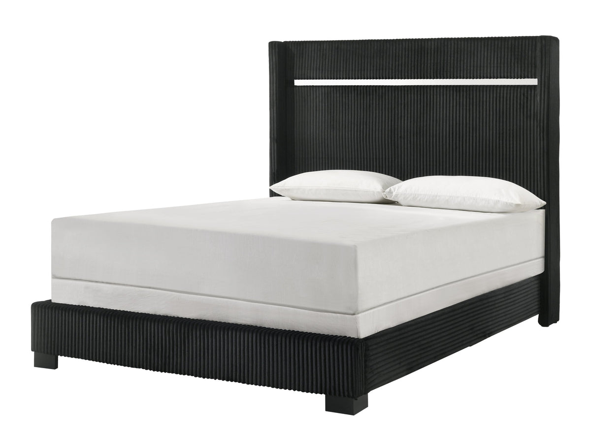 Gennro Black King Upholstered Panel Bed - Ornate Home