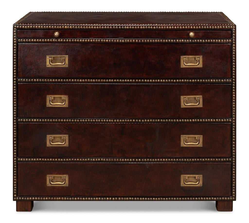 Gentleman's Brown Studded Chest - Ornate Home