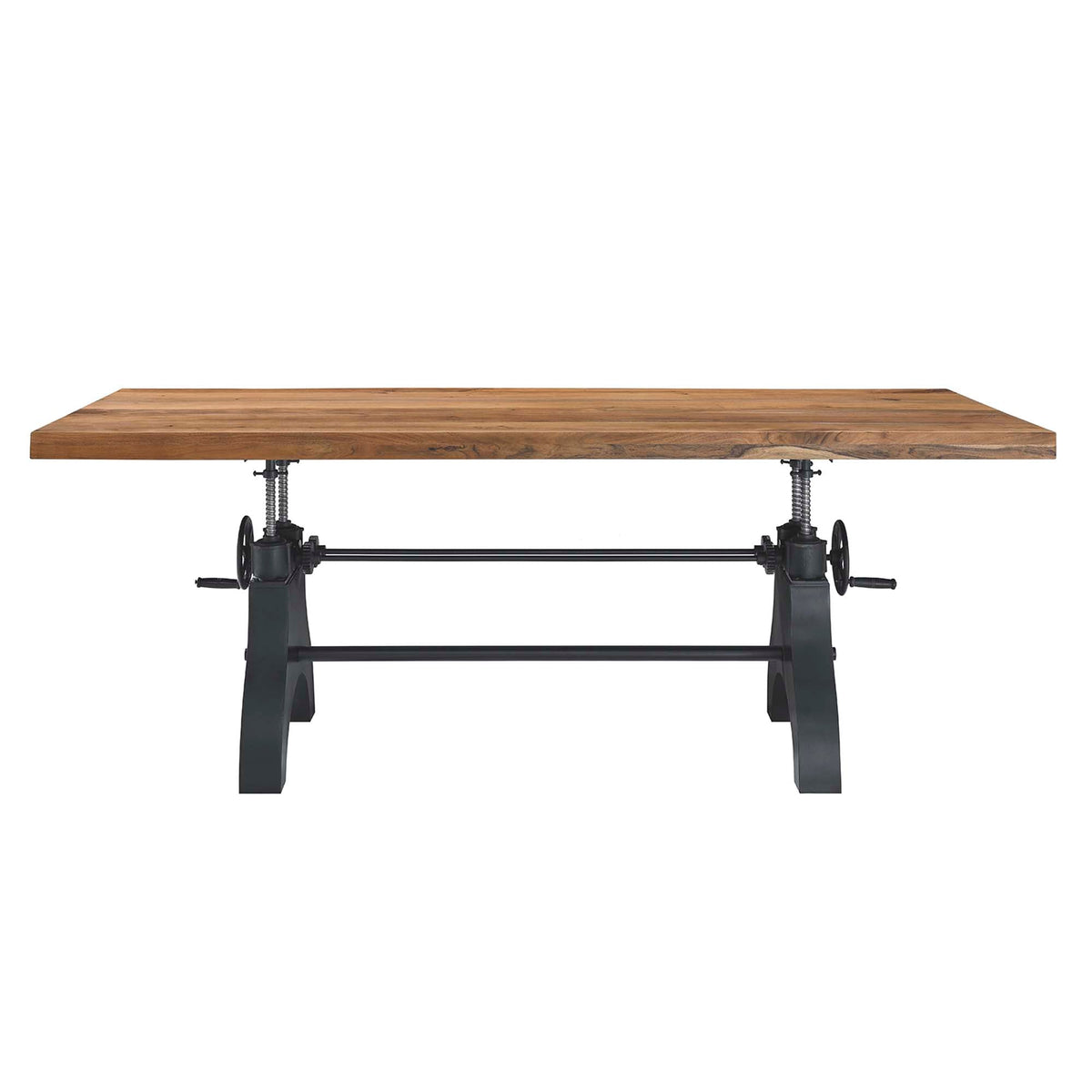 Genuine Black/Natural 96" Crank Adjustable Height Dining and Conference Table - Ornate Home
