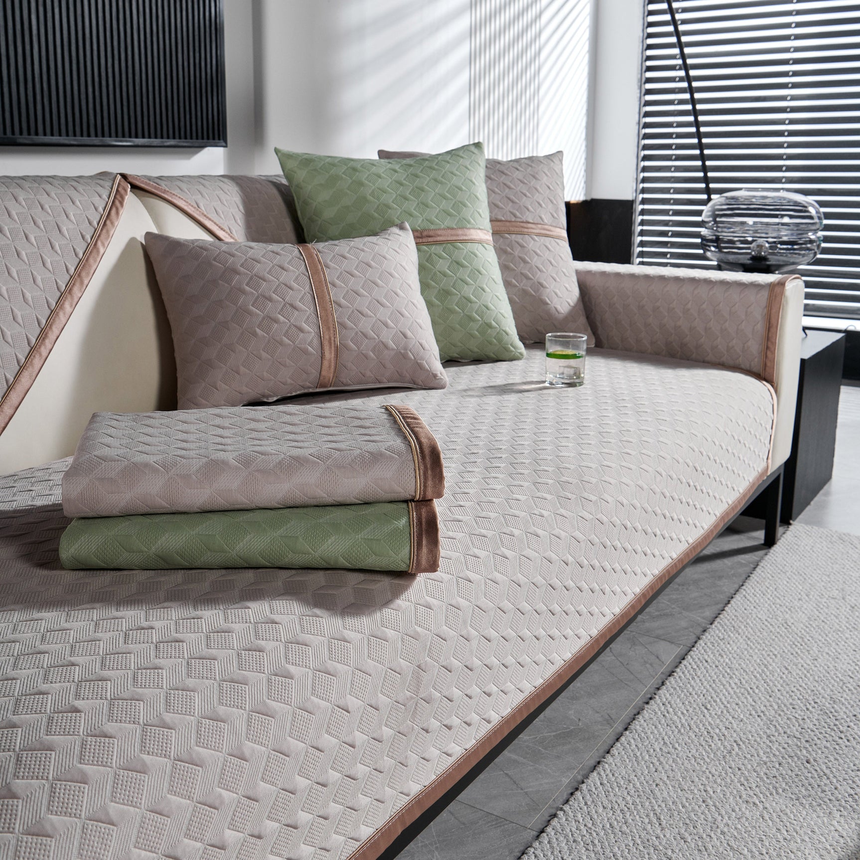 Geometric 3D Sofa Cover, Non-Slip Couch Protector for Seat, Backrest & Armrest - Ornate Home