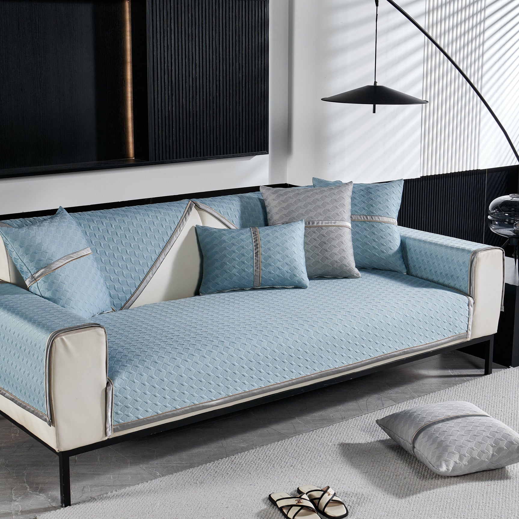 Geometric 3D Sofa Cover, Non-Slip Couch Protector for Seat, Backrest & Armrest - Ornate Home