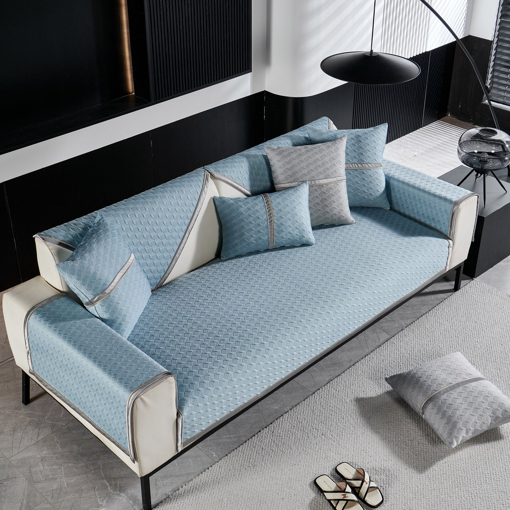 Geometric 3D Sofa Cover, Non-Slip Couch Protector for Seat, Backrest & Armrest - Ornate Home