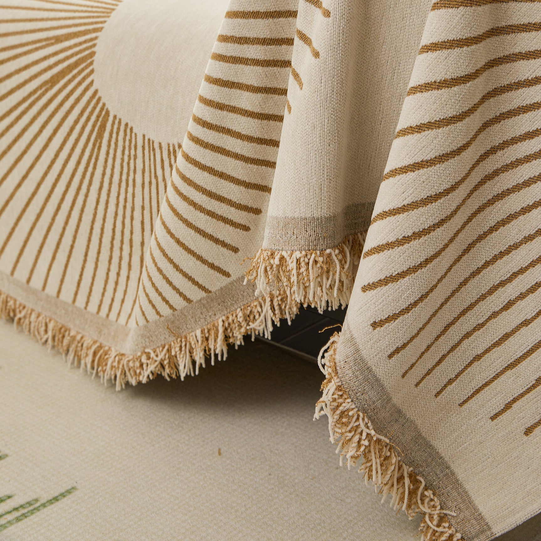 Geometric Radial Striped L-Shape Sofa Cover: Thick, Reversible Furniture Blanket for Kids and Pets - Ornate Home