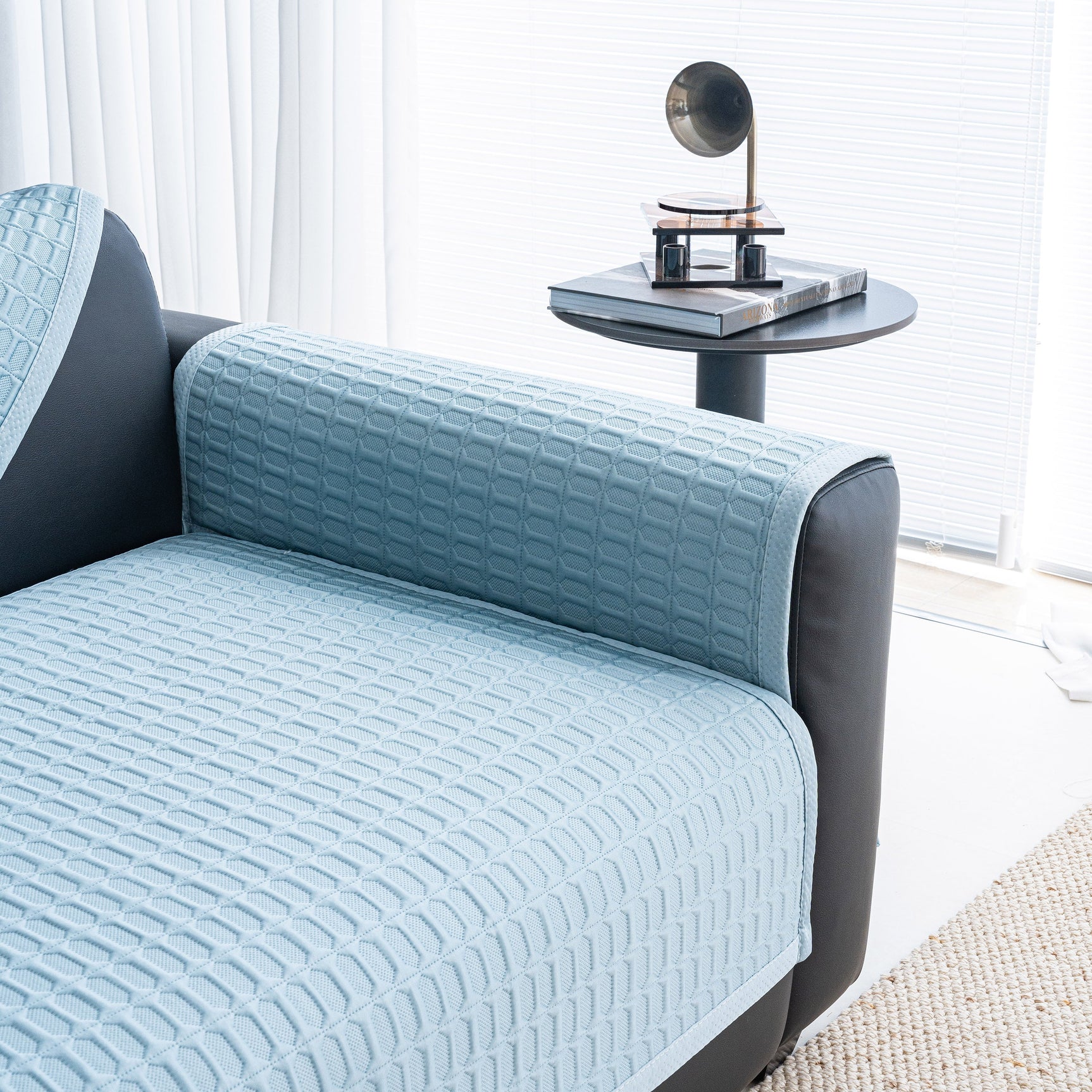Geometric Textured Couch Slipcover Protector Non-Slip Ice Silk Sofa Cover for Couch - Ornate Home