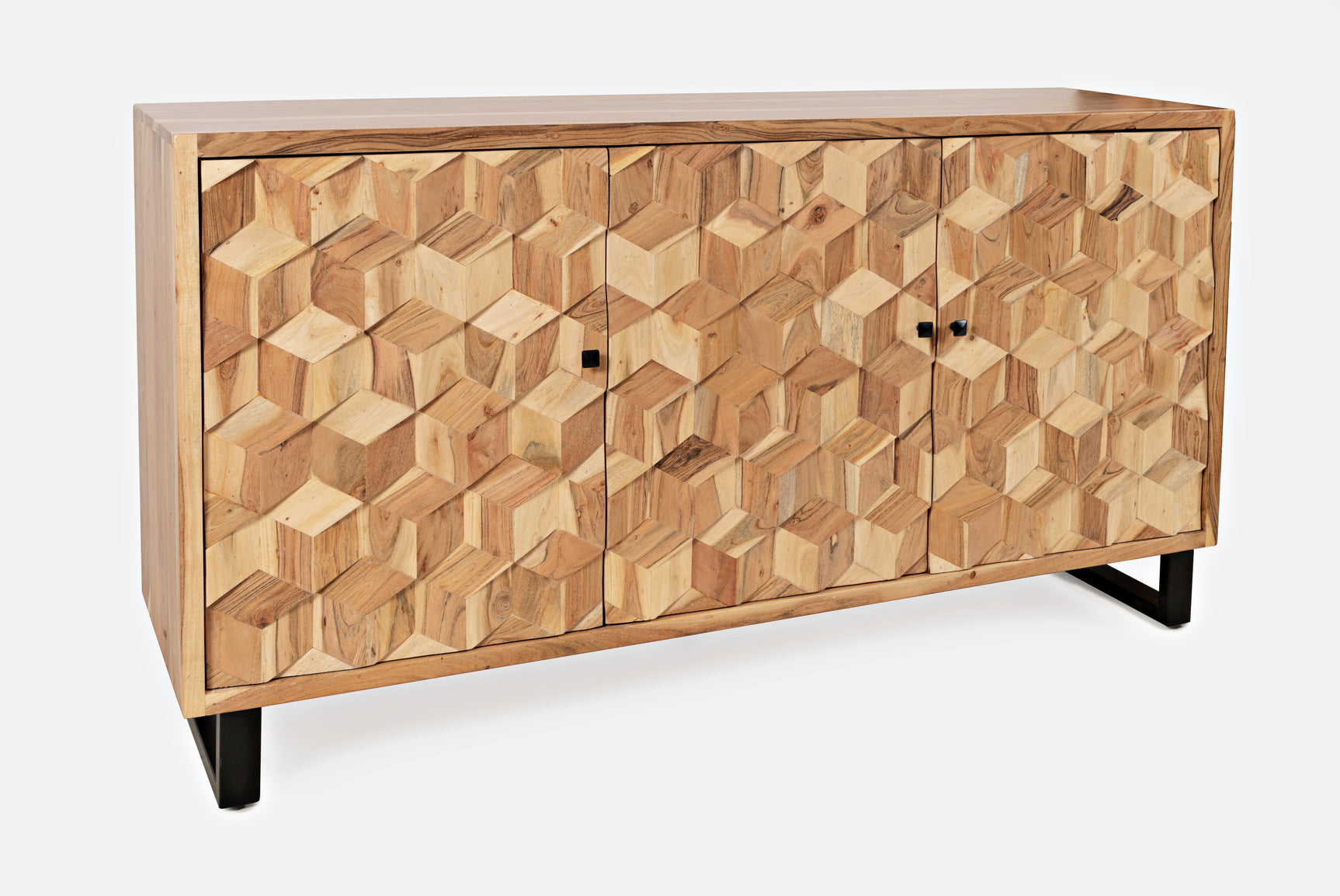 Geometrix Natural 3 Door Accent Cabinet - Ornate Home