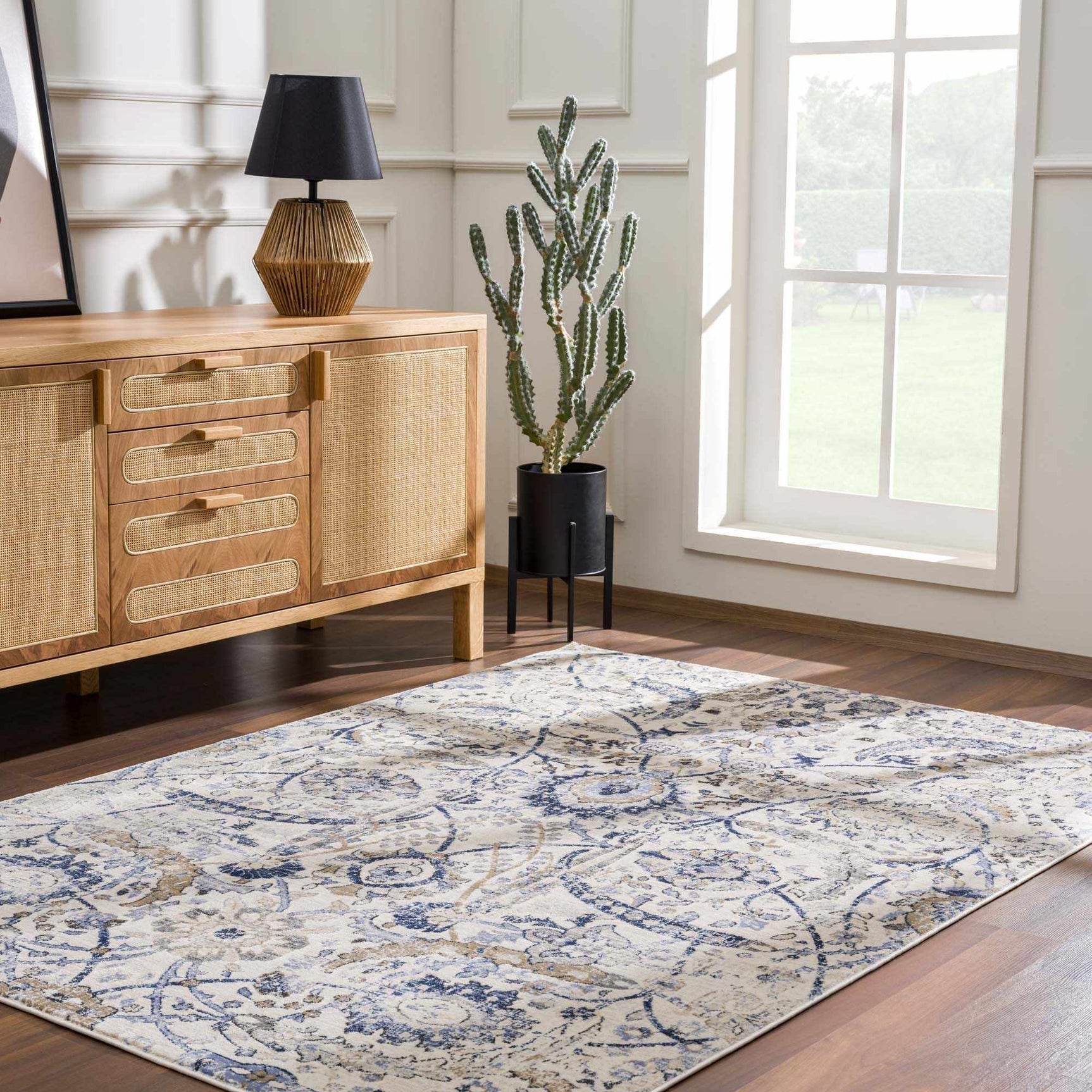 Georgiana Beige & Blue Area Rug - Ornate Home