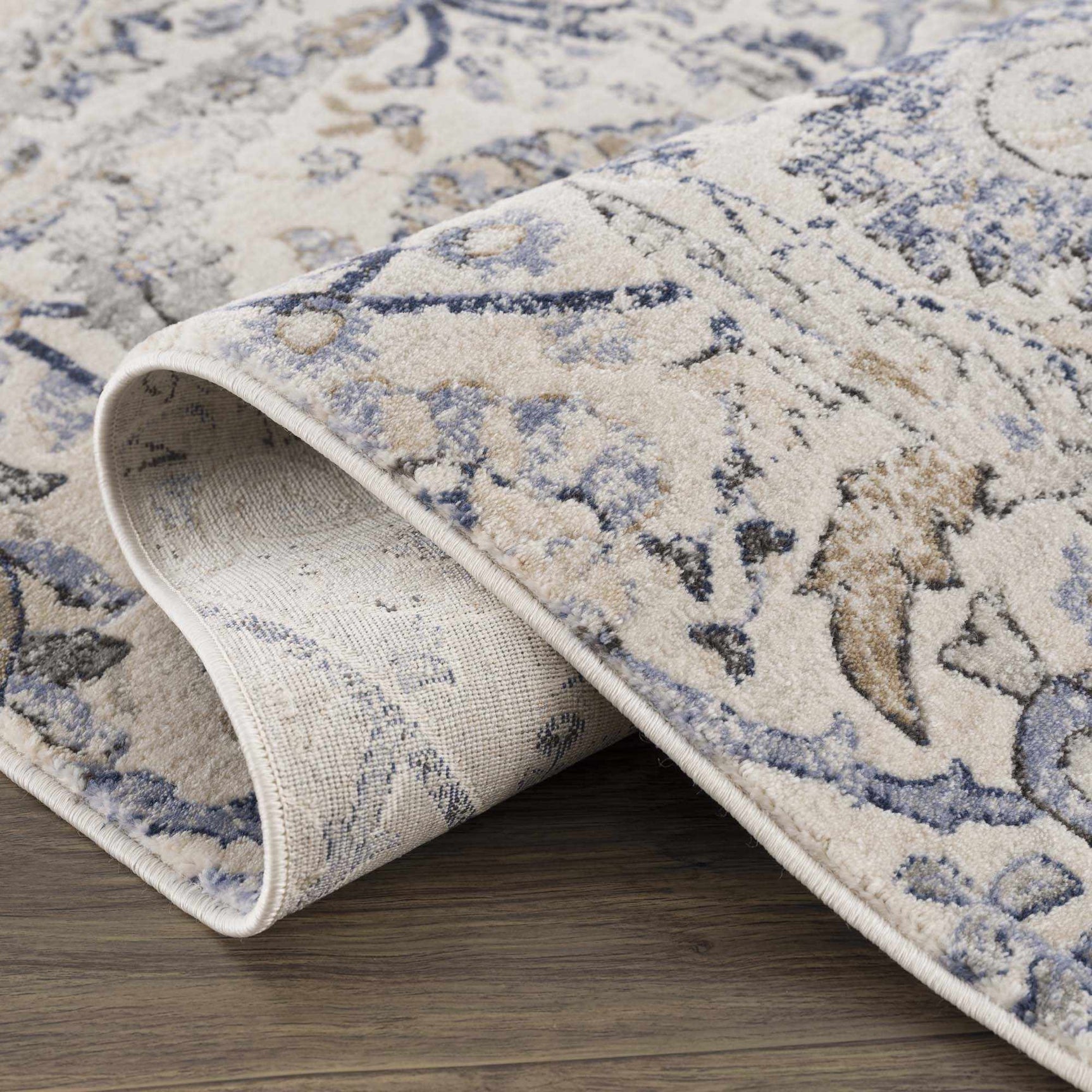 Georgiana Beige & Blue Area Rug - Ornate Home