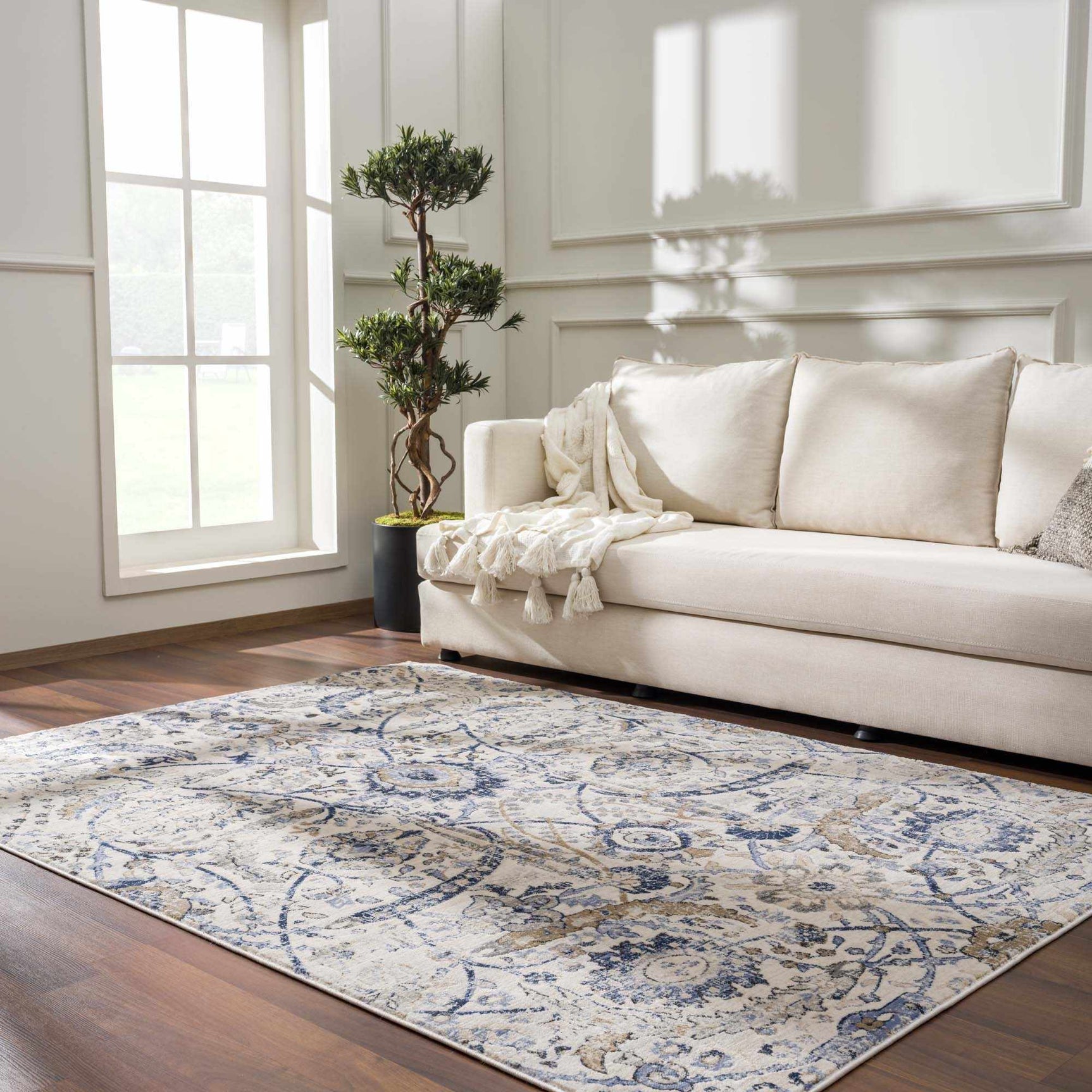 Georgiana Blue & Beige Oushak Rug - Ornate Home