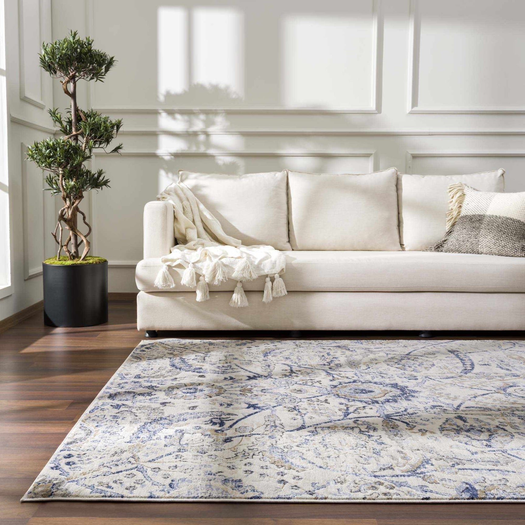 Georgiana Blue & Beige Oushak Rug - Ornate Home