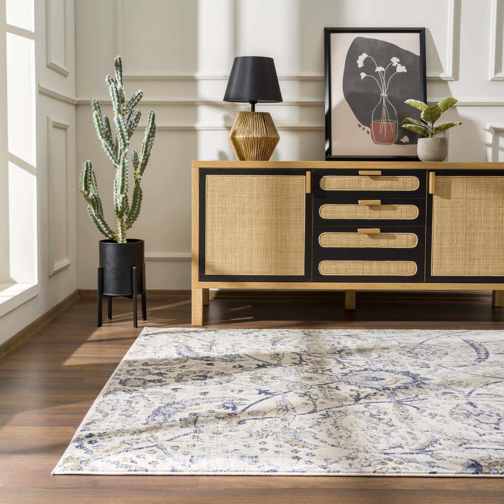 Georgiana Blue & Beige Oushak Rug - Ornate Home