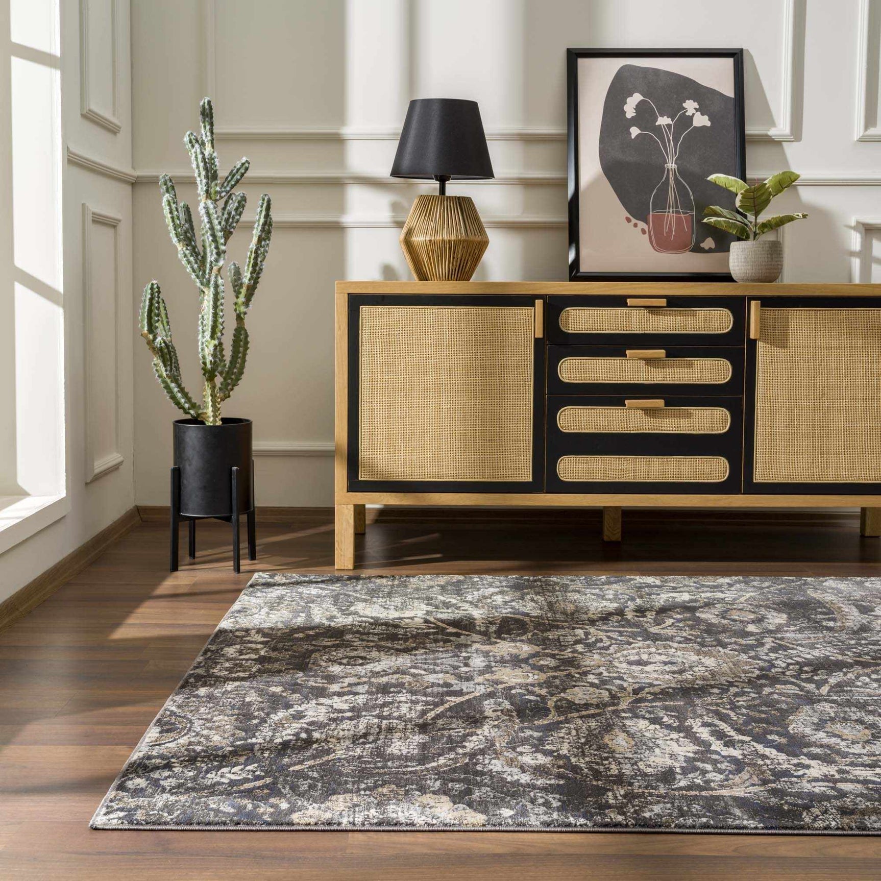 Georgiana Charcoal Area Rug - Ornate Home