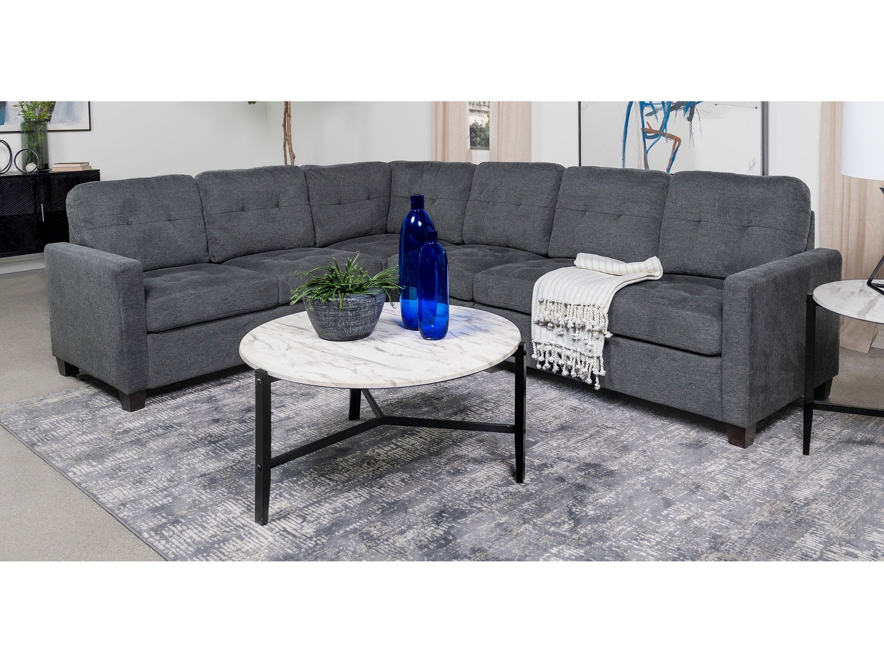 Georgina Steel Grey 4-piece Modular Sectional Sofa - Ornate Home