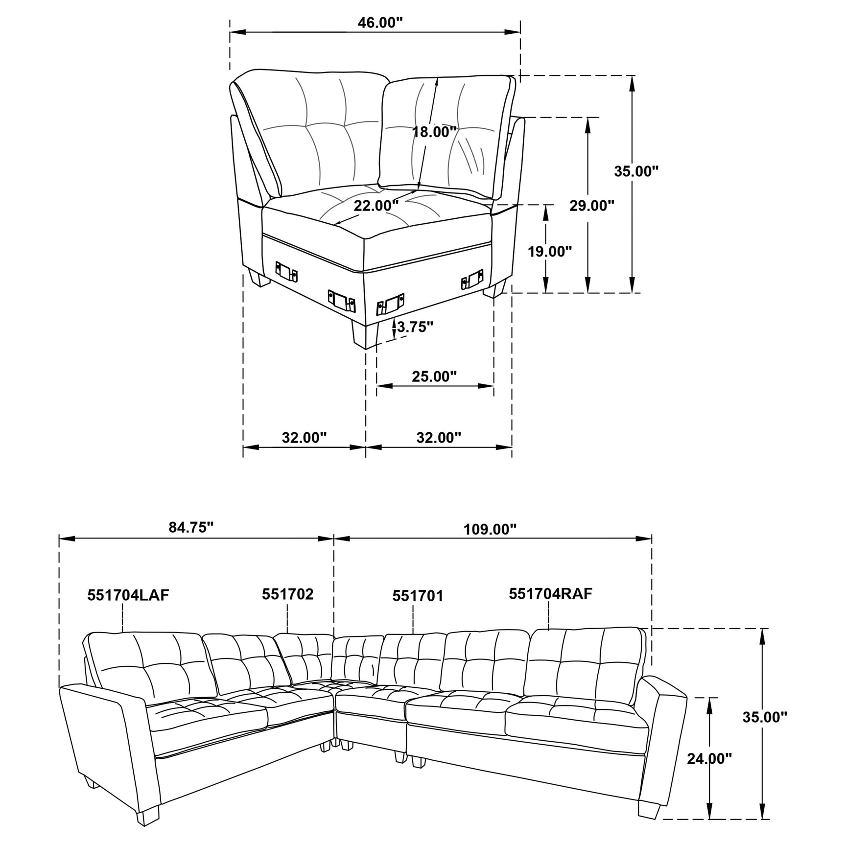 Georgina Steel Grey 4-piece Modular Sectional Sofa - Ornate Home