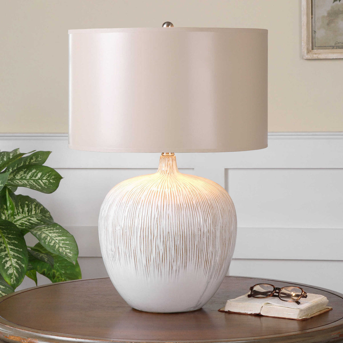 Georgios White Textured Ceramic Lamp - Ornate Home