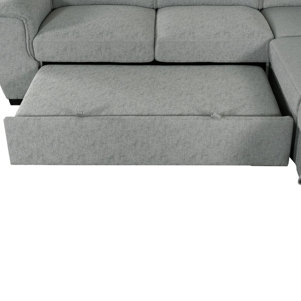 Gerardo Gray 3pc L Shape Sectional Sofa Bed w/ Storage Ottoman - Ornate Home