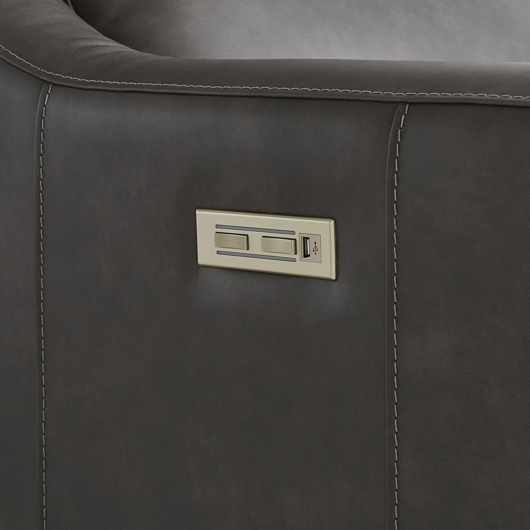 Germain Grey Leather Power Motion Chair - Ornate Home