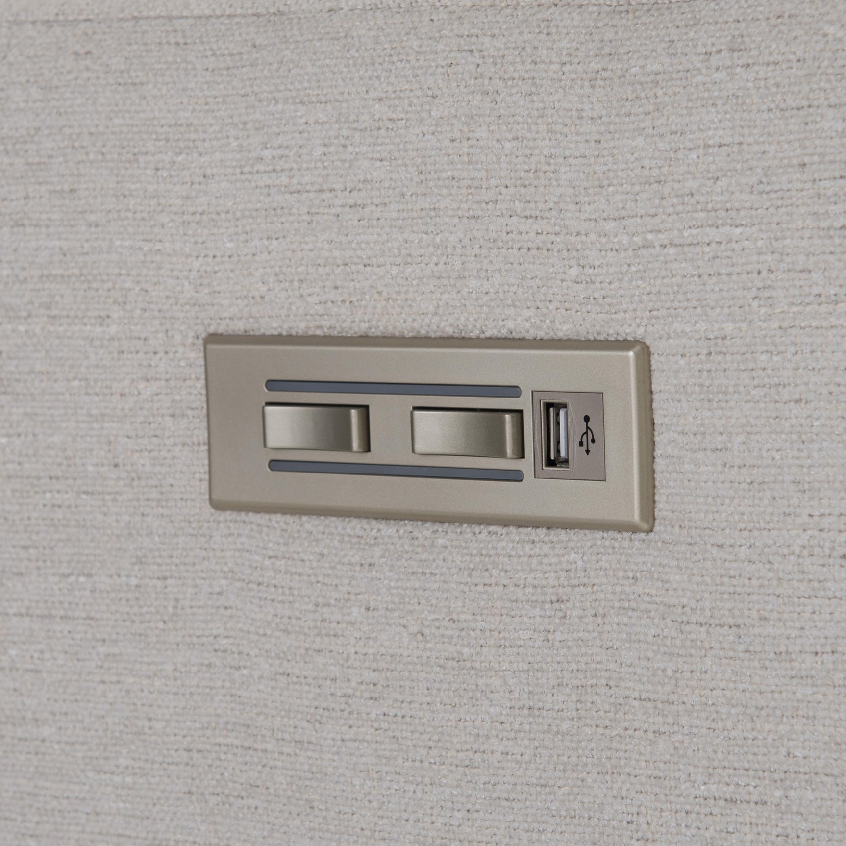 Germain White/Cream Fabric Power Motion Chair - Ornate Home