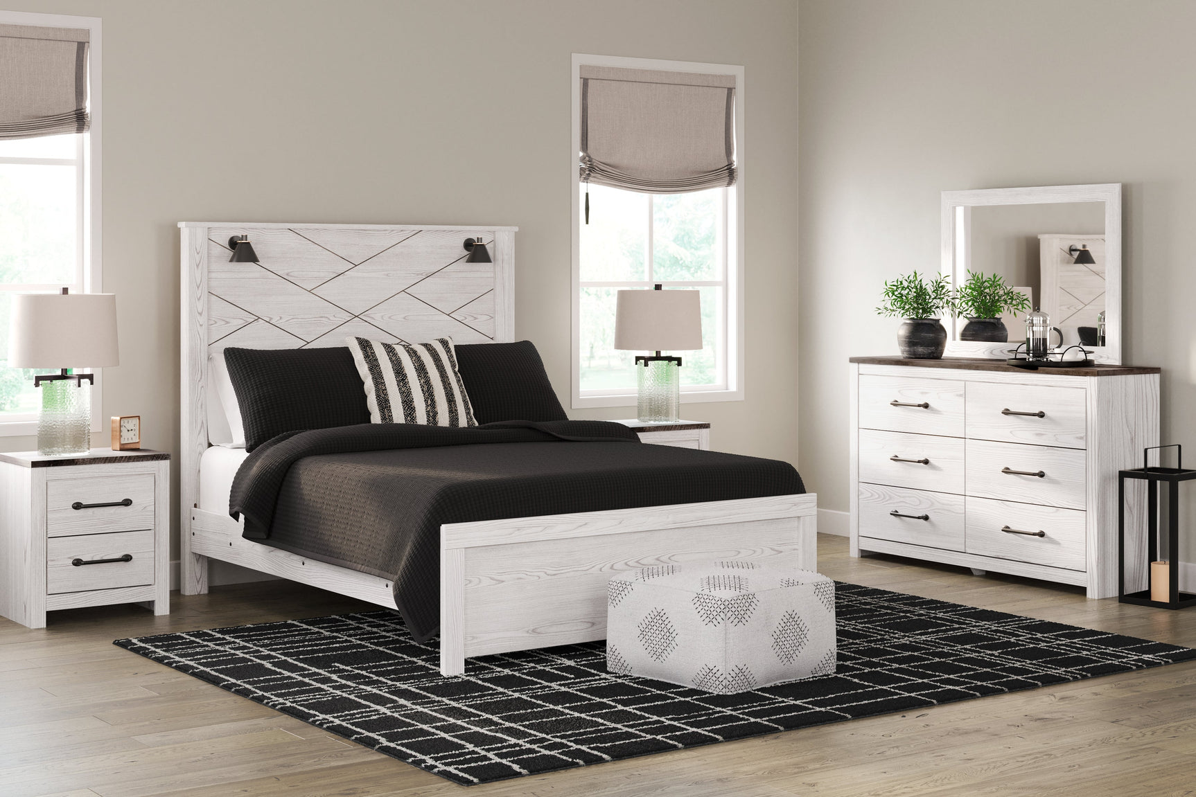 Gerridan Queen Panel Bedroom Set with Dresser and Mirror - Ornate Home