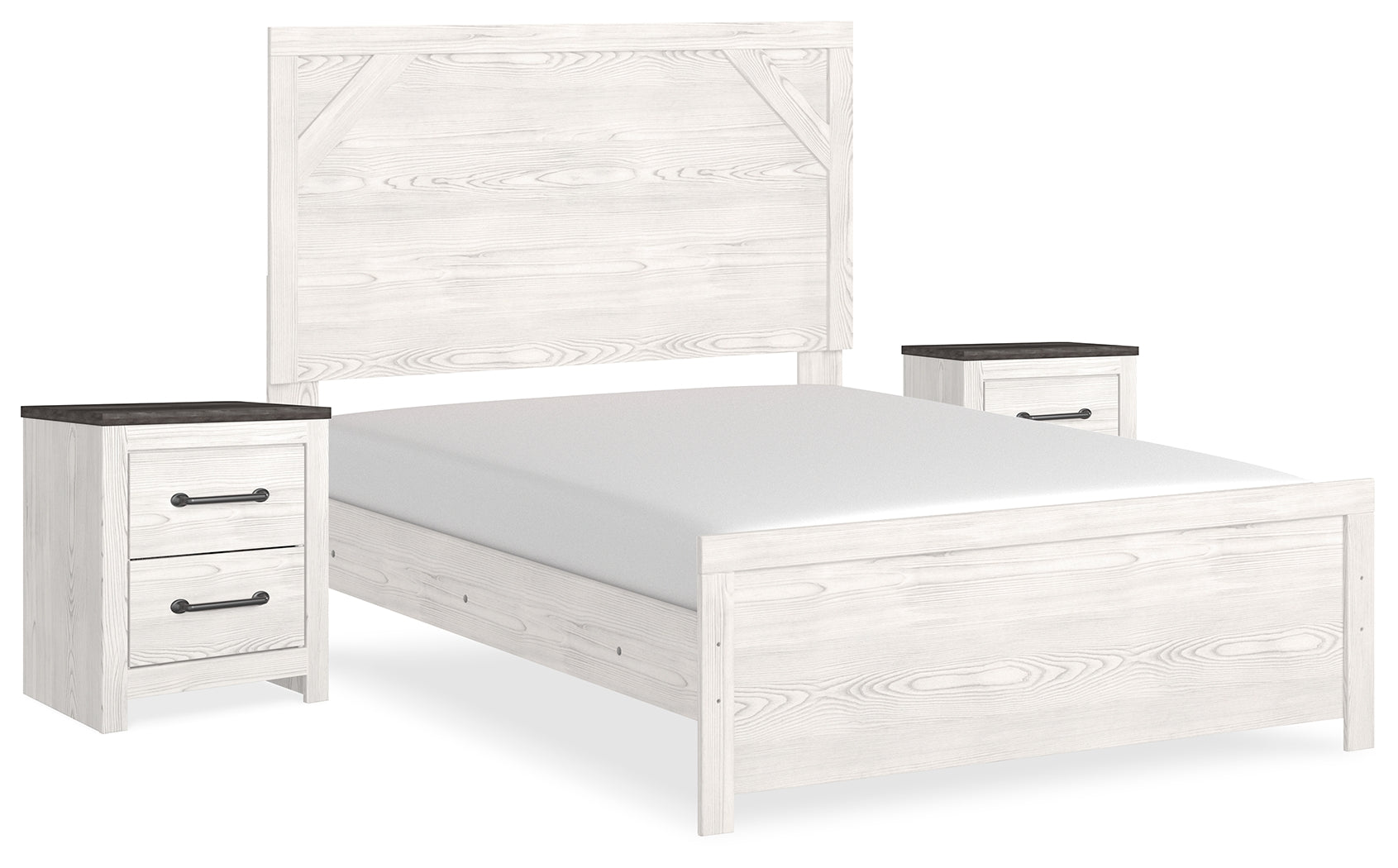 Gerridan White/Gray Full Panel Bedroom Set with 2 Nightstands - Ornate Home