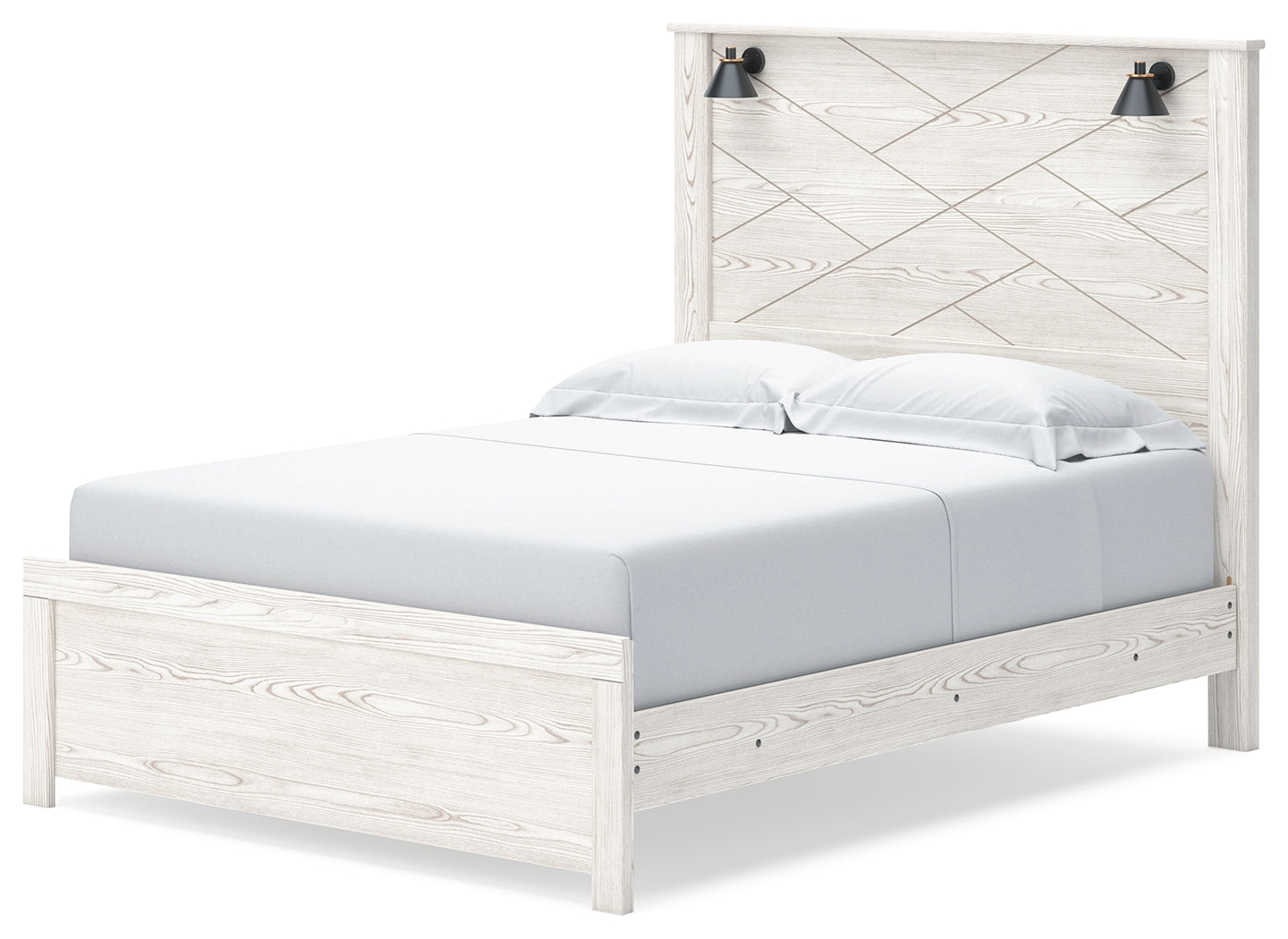 Gerridan White/Gray Queen Panel Bedroom Set with Dresser, Mirror, and 2 Nightstands - Ornate Home