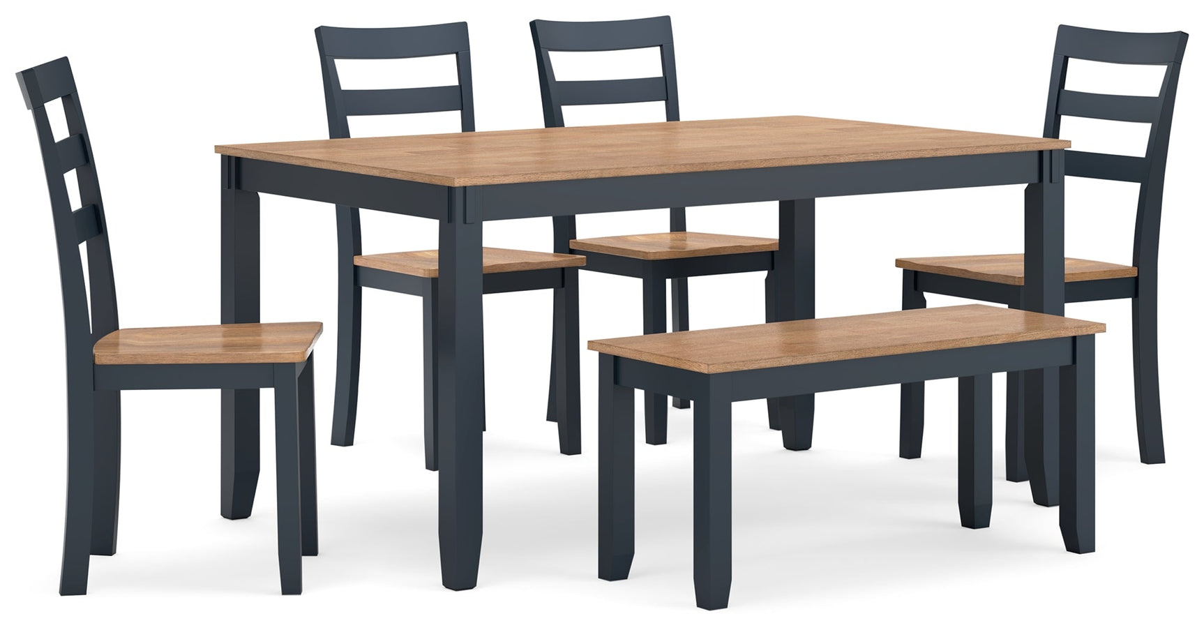 Gesthaven Natural/Blue Dining Table with 4 Chairs and Bench (Set of 6) (Online Special Price) - Ornate Home