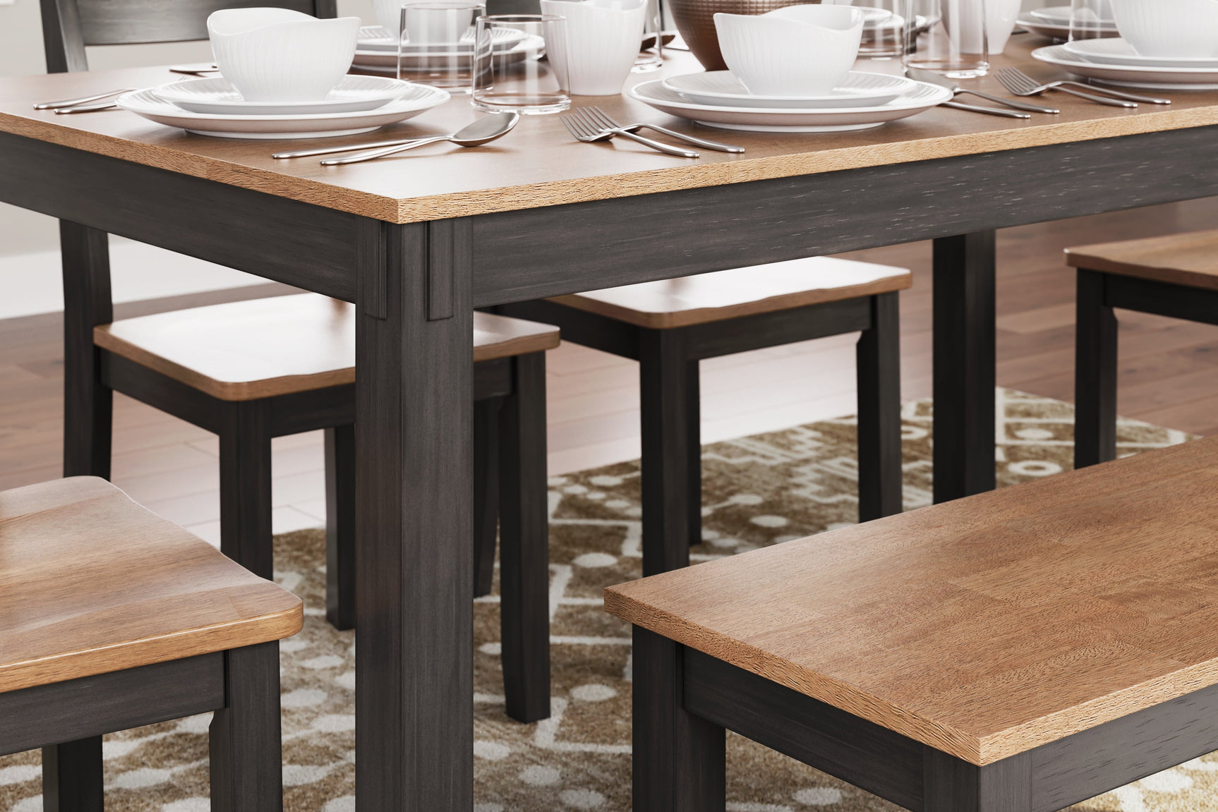 Gesthaven Natural/Brown Dining Table with 4 Chairs and Bench (Set of 6) - Ornate Home