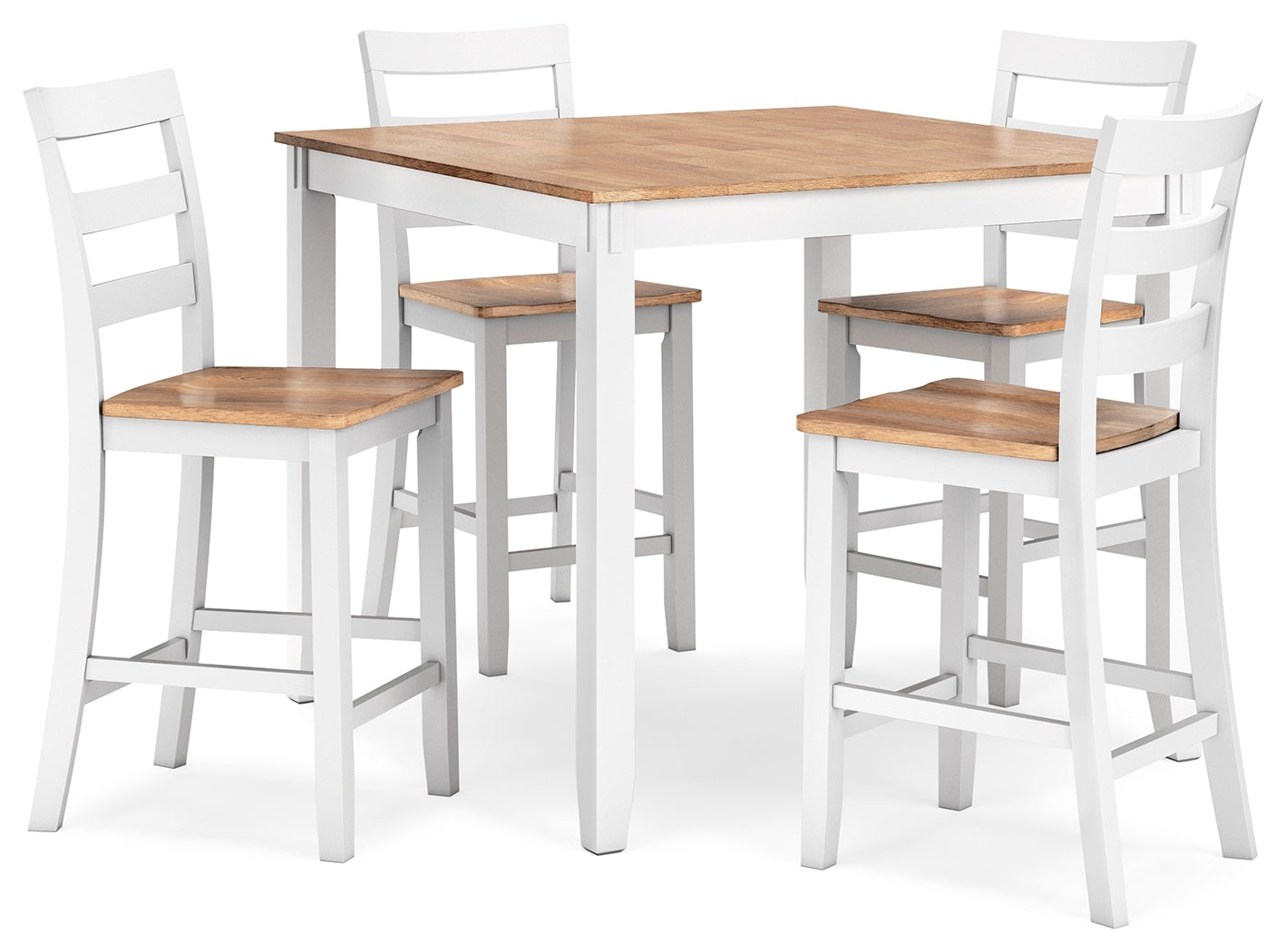 Gesthaven Natural/White Counter Height Dining Table and 4 Barstools (Set of 5) (Online Special Price) - Ornate Home