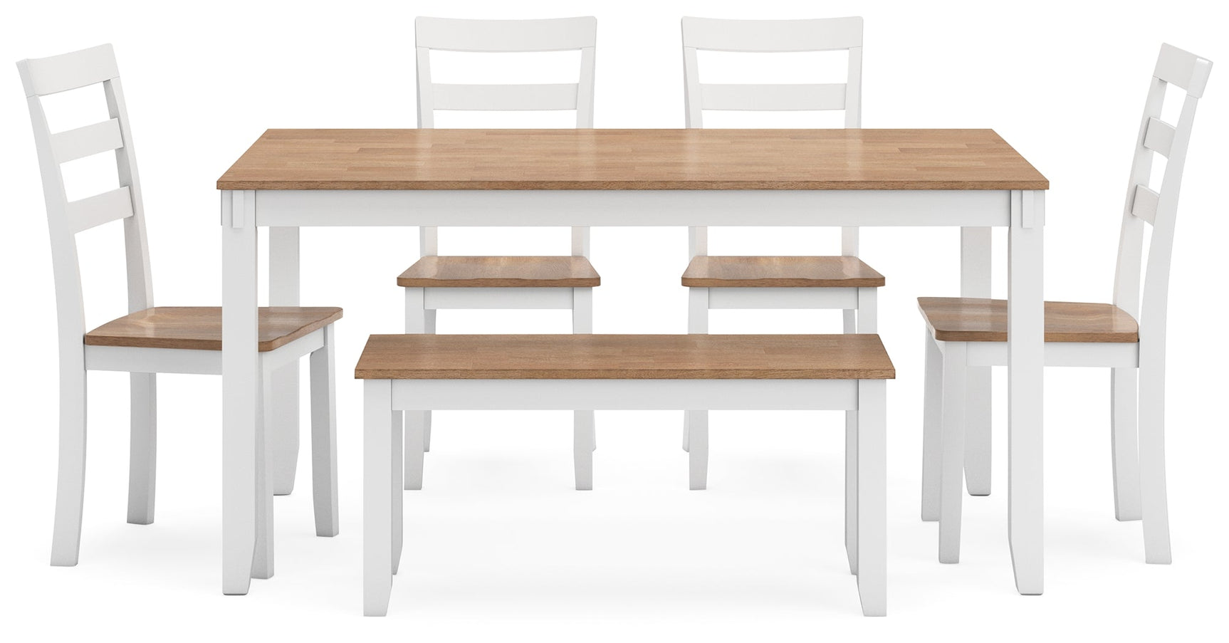 Gesthaven Natural/White Dining Table with 4 Chairs and Bench (Set of 6) (Online Special Price) - Ornate Home