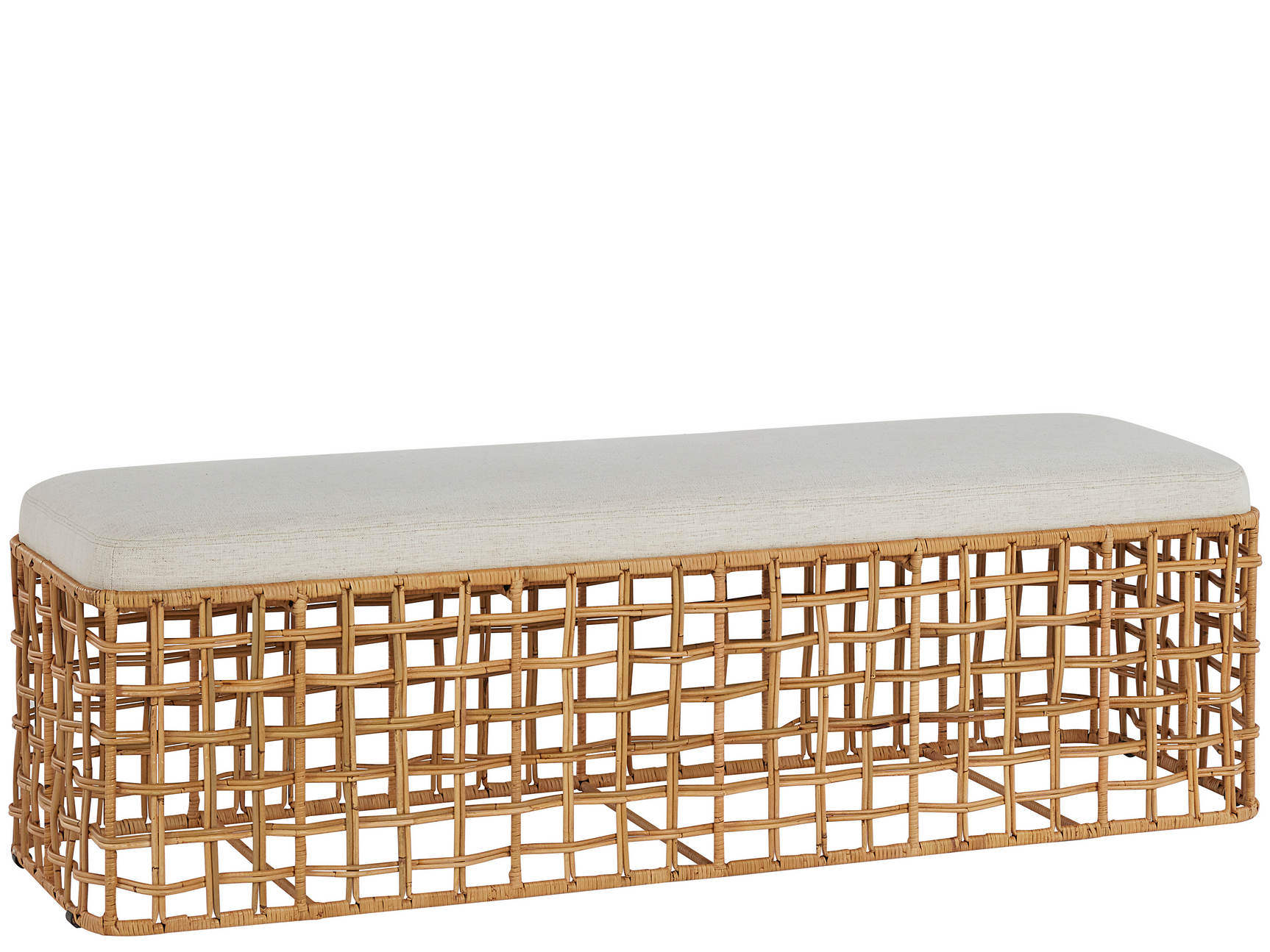 Getaway Nomad Snow/Natural Rattan Rattan Bench - Ornate Home