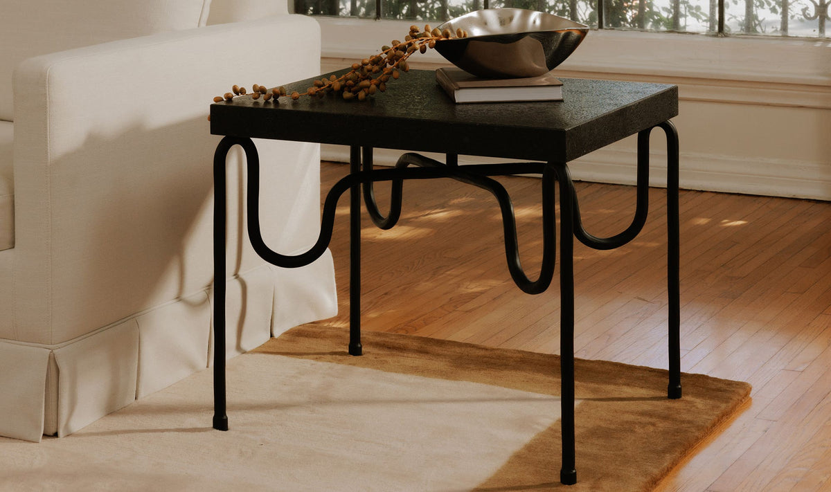 Getty Black Granite Side Table - Ornate Home