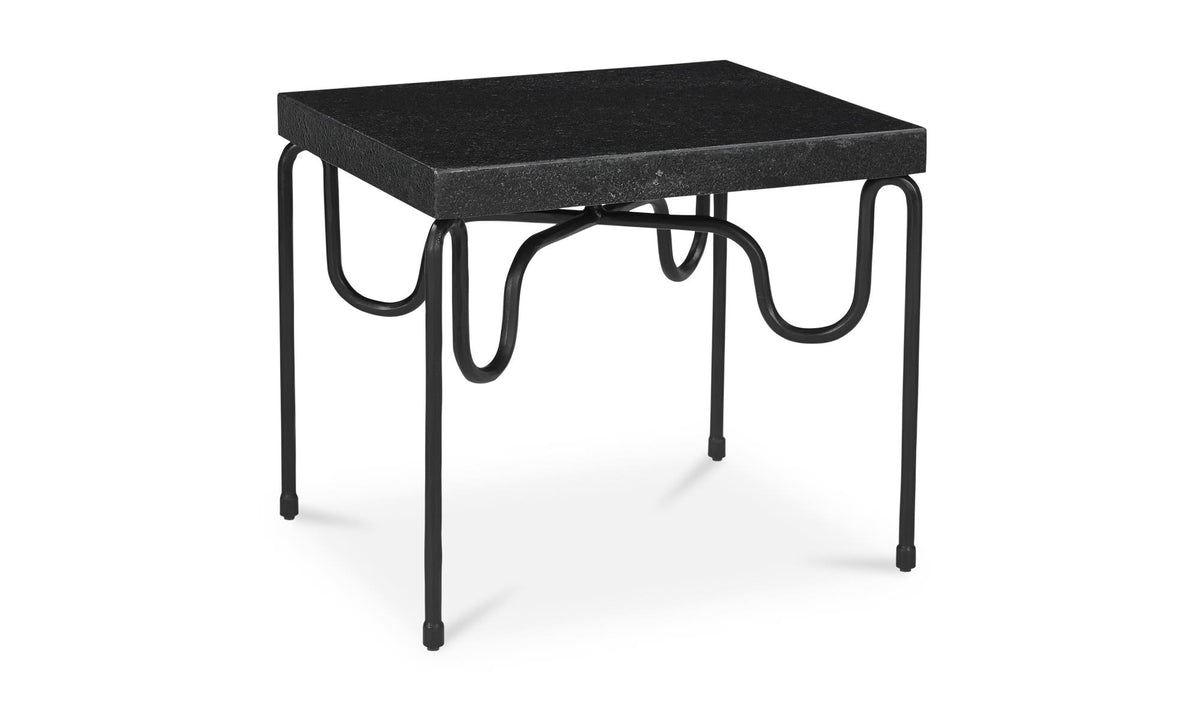 Getty Black Granite Side Table - Ornate Home
