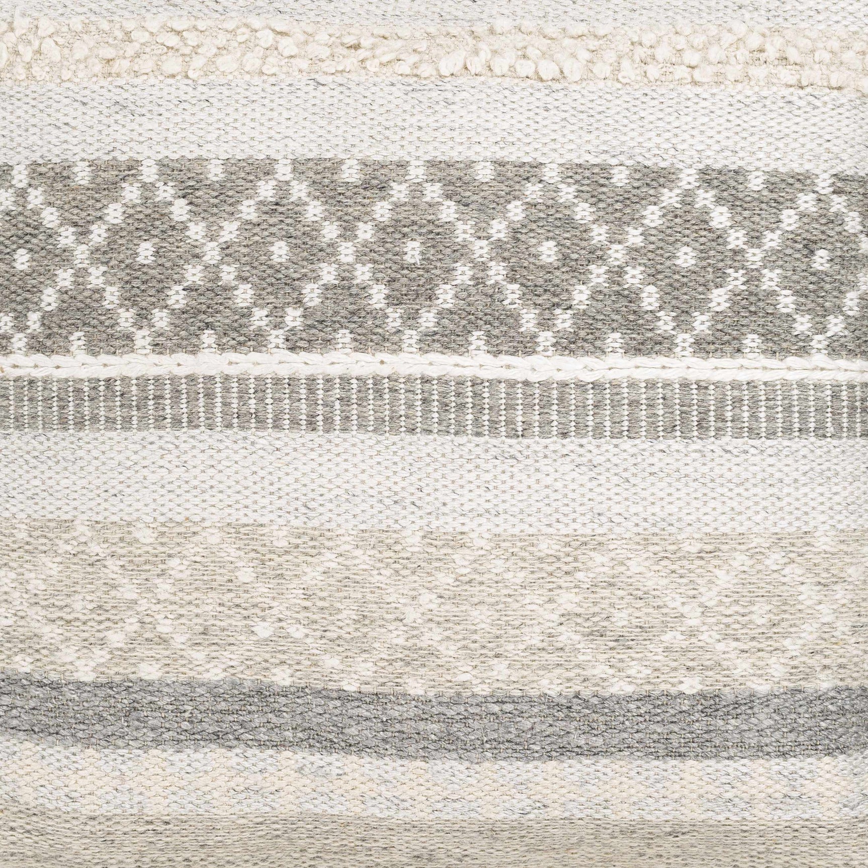 Geyser Woven White Gray Cotton Pouf - Clearance - Ornate Home