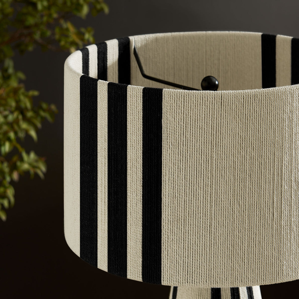 Gia Black Handwoven Cotton Thread Striped or Plain Table Lamp - Ornate Home