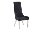 Gianna Black Faux Leather & Stainless Steel Side Chair (Set of 2) - Ornate Home