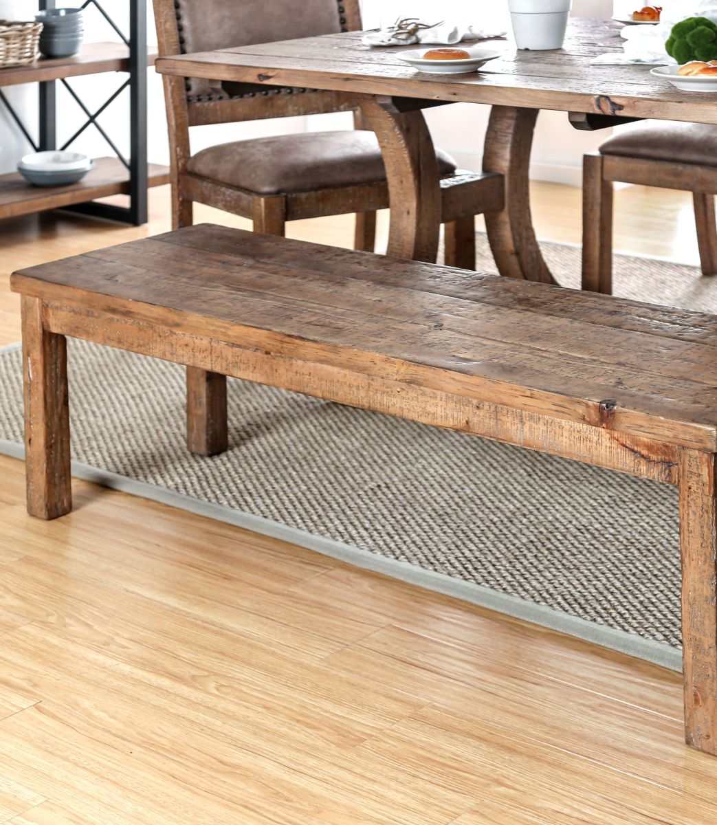 Gianna Rustic Oak Wooden Bench - Ornate Home