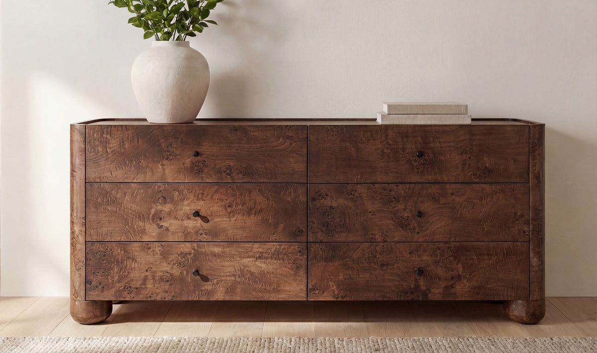 Gibson Dark Brown 6 Drawer Dresser - Ornate Home