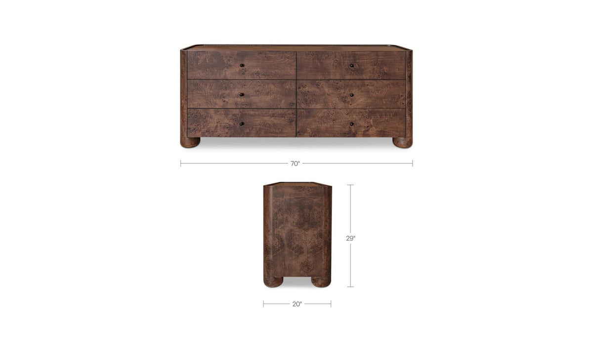 Gibson Dark Brown 6 Drawer Dresser - Ornate Home