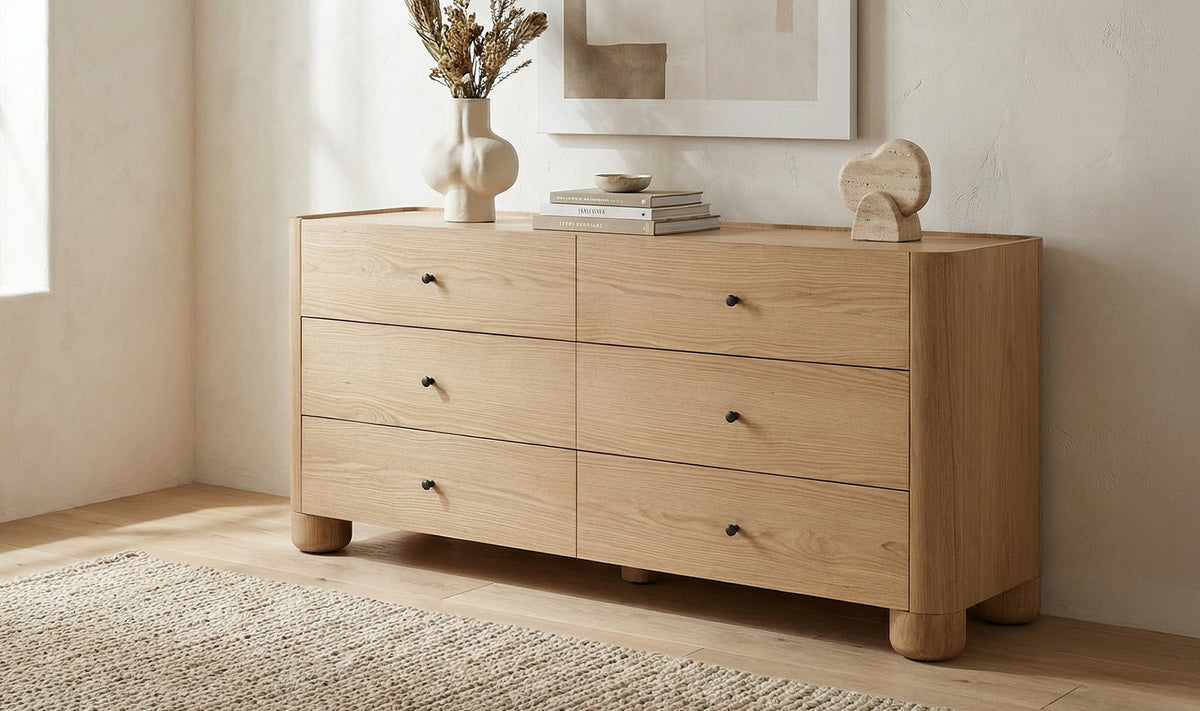 Gibson Natural 6 Drawer Dresser - Ornate Home