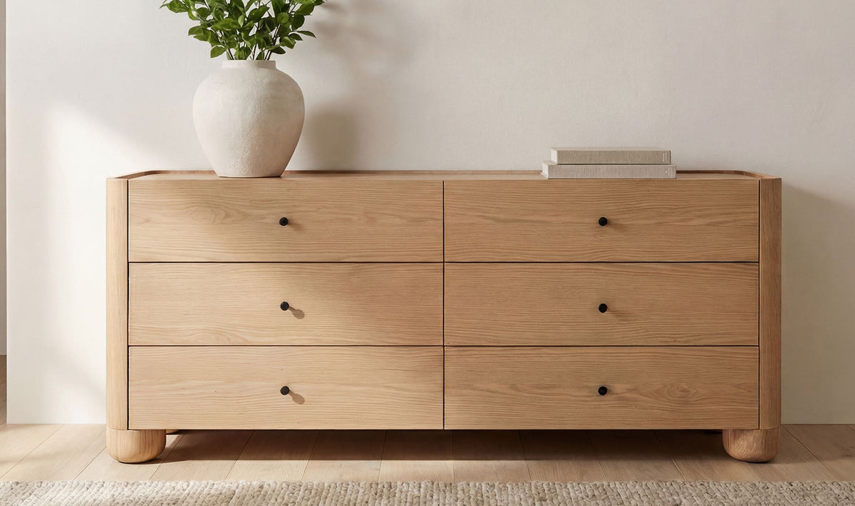 Gibson Natural 6 Drawer Dresser - Ornate Home