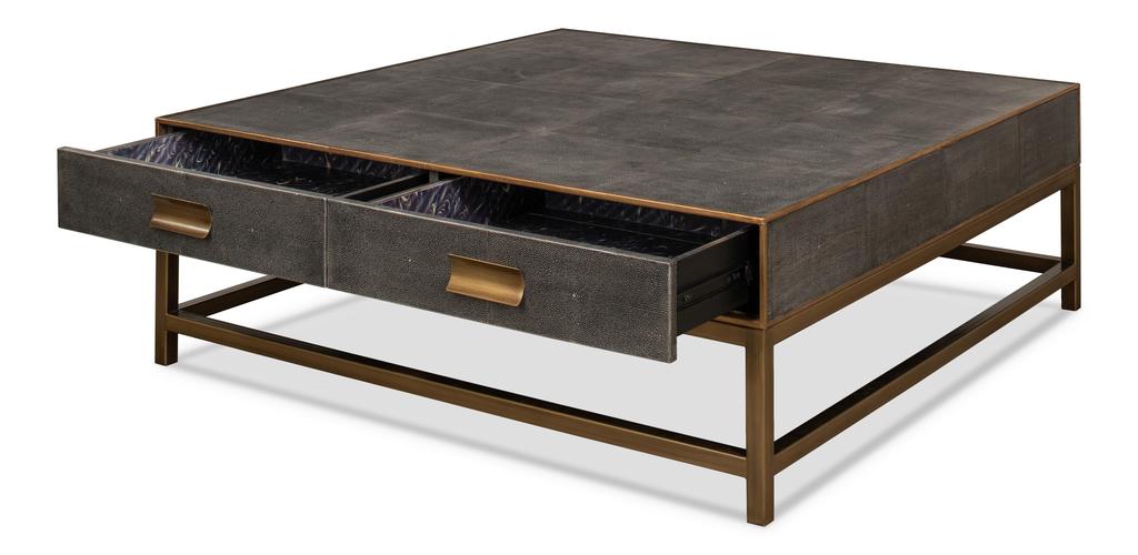 Gideon Grey Shagreen Coffee Table - Ornate Home