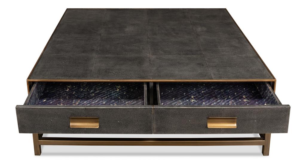 Gideon Grey Shagreen Coffee Table - Ornate Home