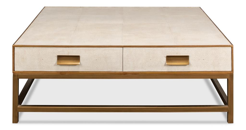 Gideon White Shagreen Coffee Table - Ornate Home
