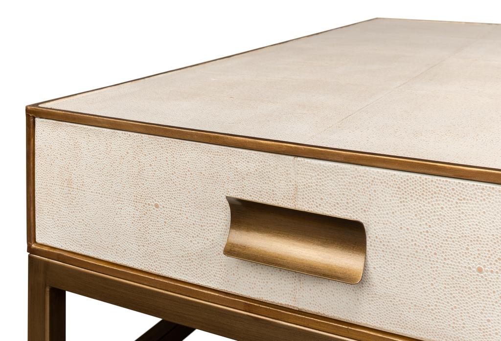 Gideon White Shagreen Coffee Table - Ornate Home