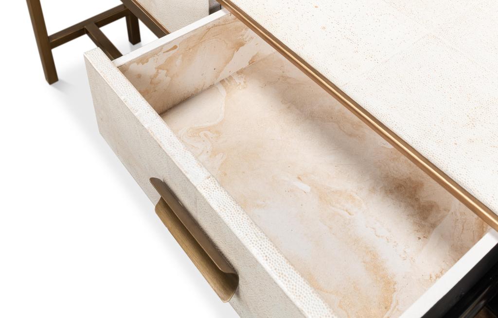 Gideon White Shagreen Console - Ornate Home