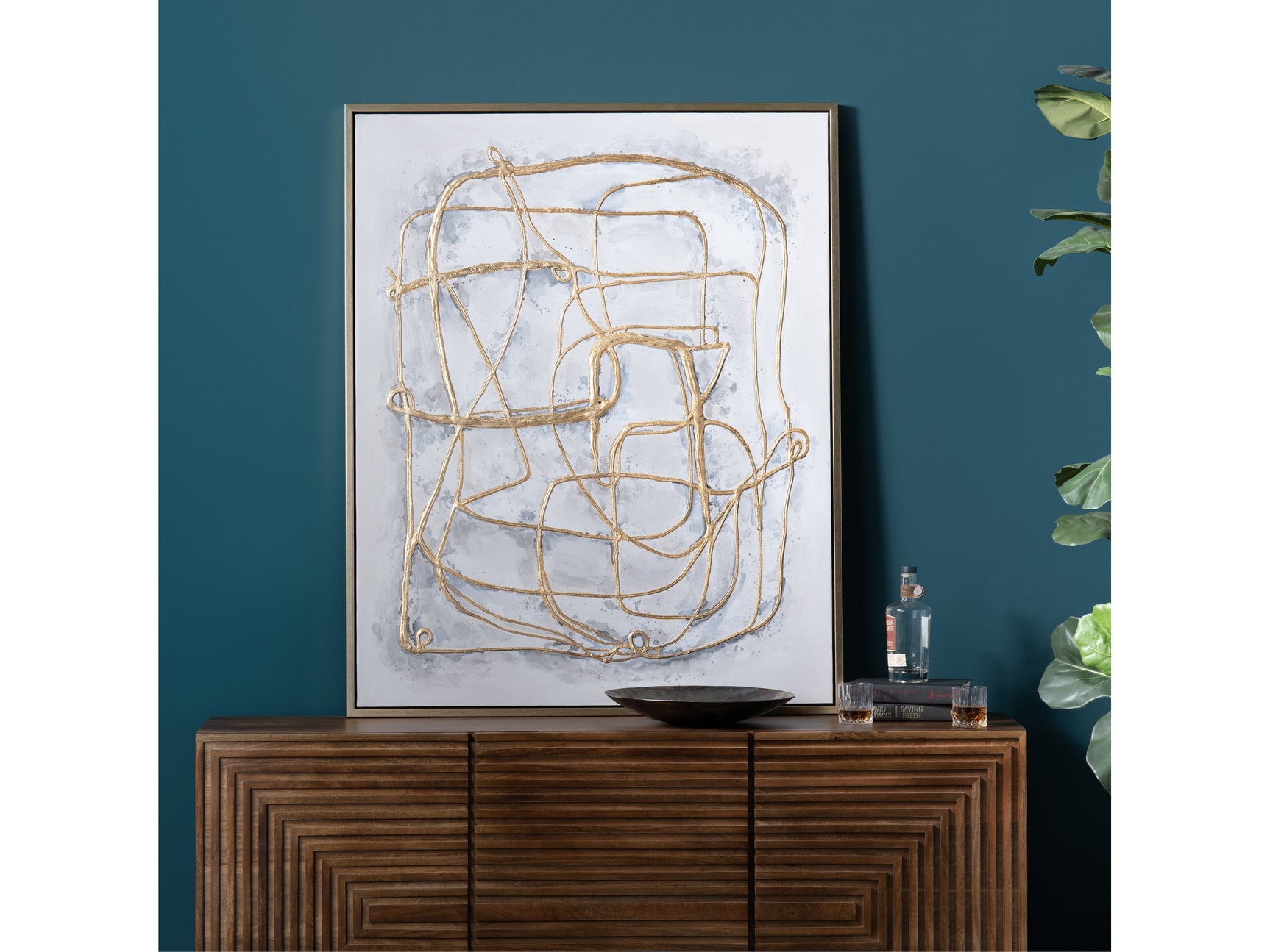 Gilded Lines Gold/Gray Canvas