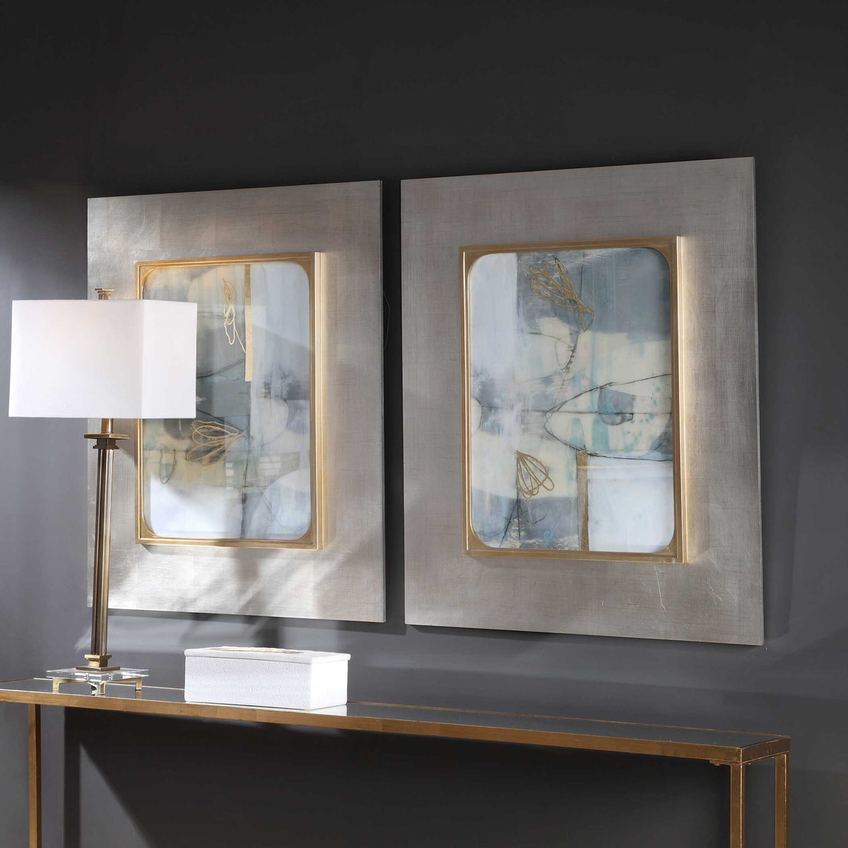 Gilded Whimsy Multicolor Abstract Prints (Set of 2) - Ornate Home